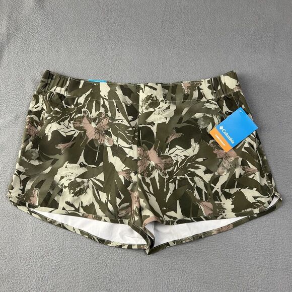 Columbia Pleasant Creek‎ Short Womens XL Green Camo Floral 3in Inseam Hike - Picture 1 of 6